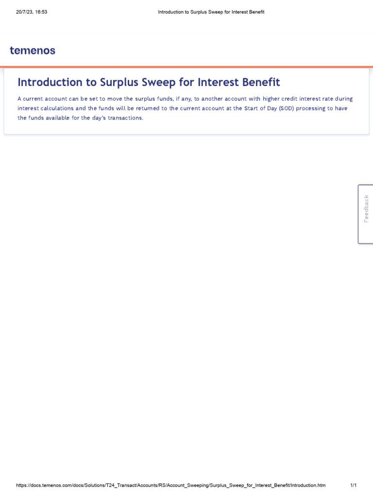 Introduction To Surplus Sweep For Interest Benefit | PDF