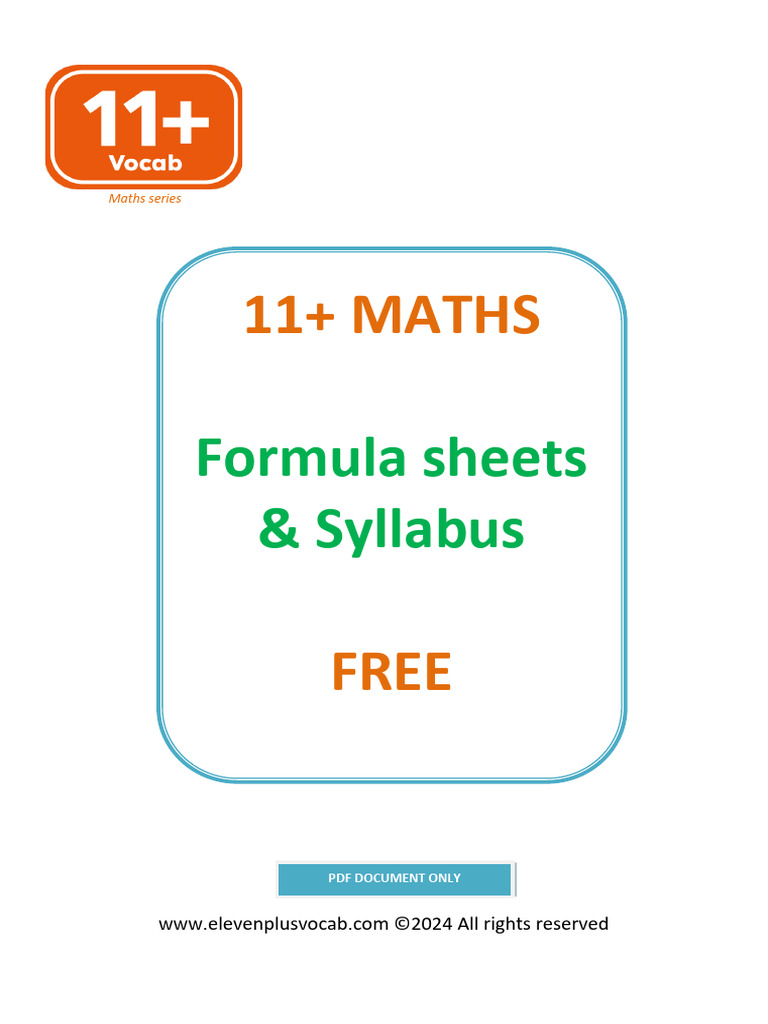 EPV Maths Formula Sheets and Syllabus (June2024) v2 3 | PDF | Litre | Area