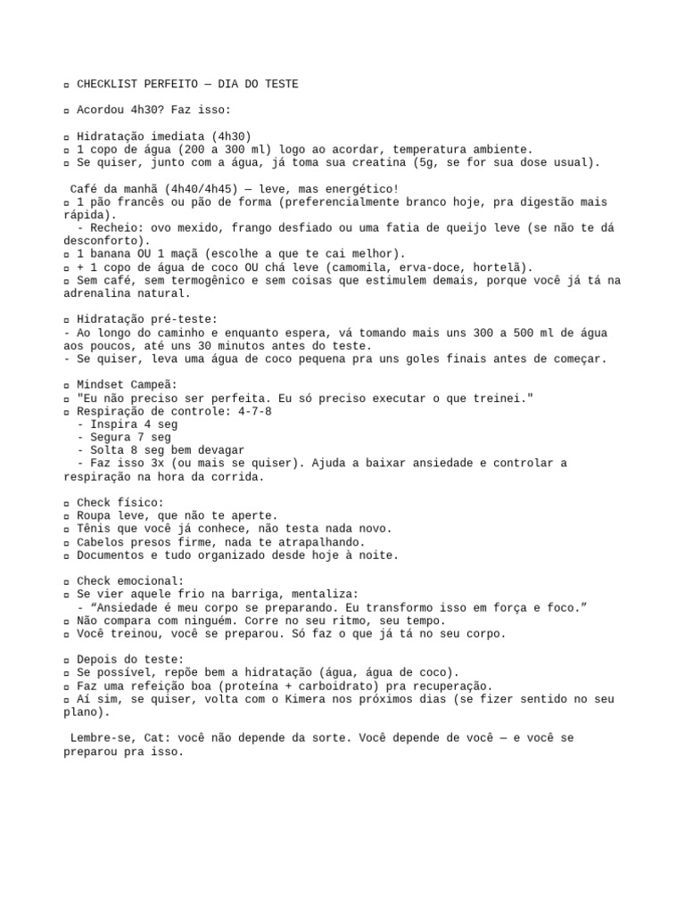 Checklist de Preparação para Teste | PDF