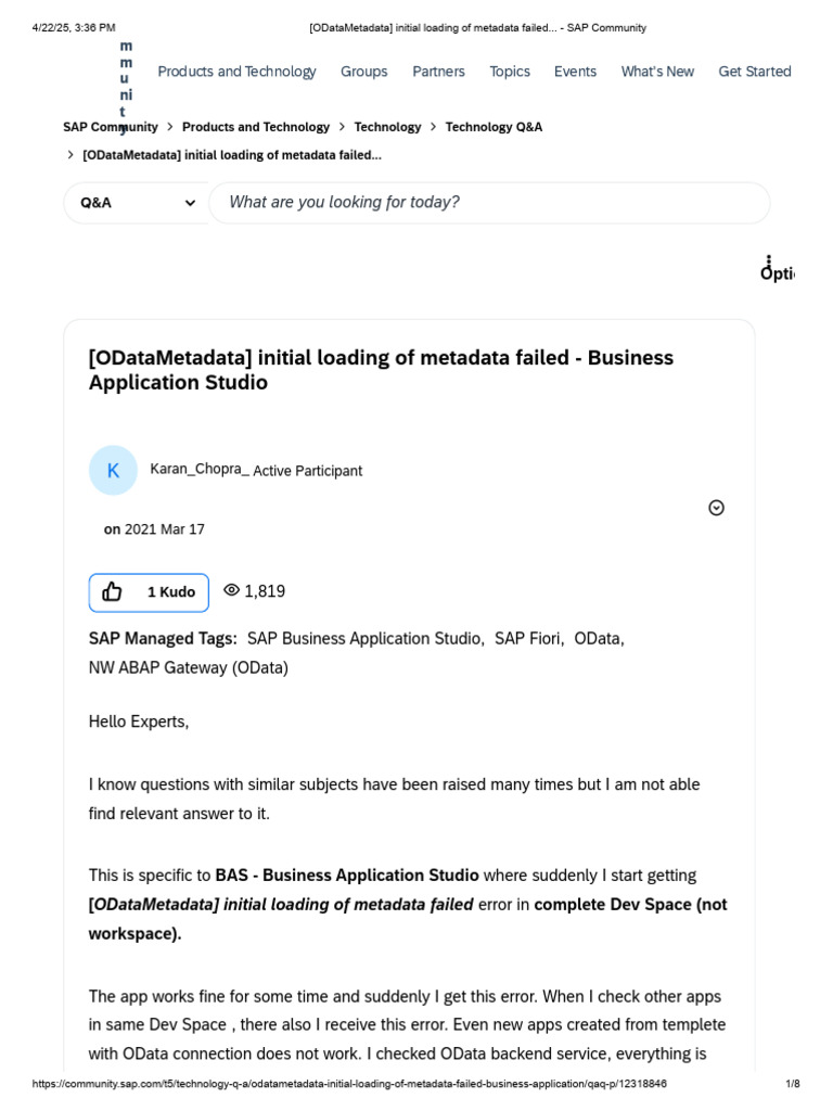 (ODataMetadata) Initial Loading of Metadata Failed... - SAP Community ...