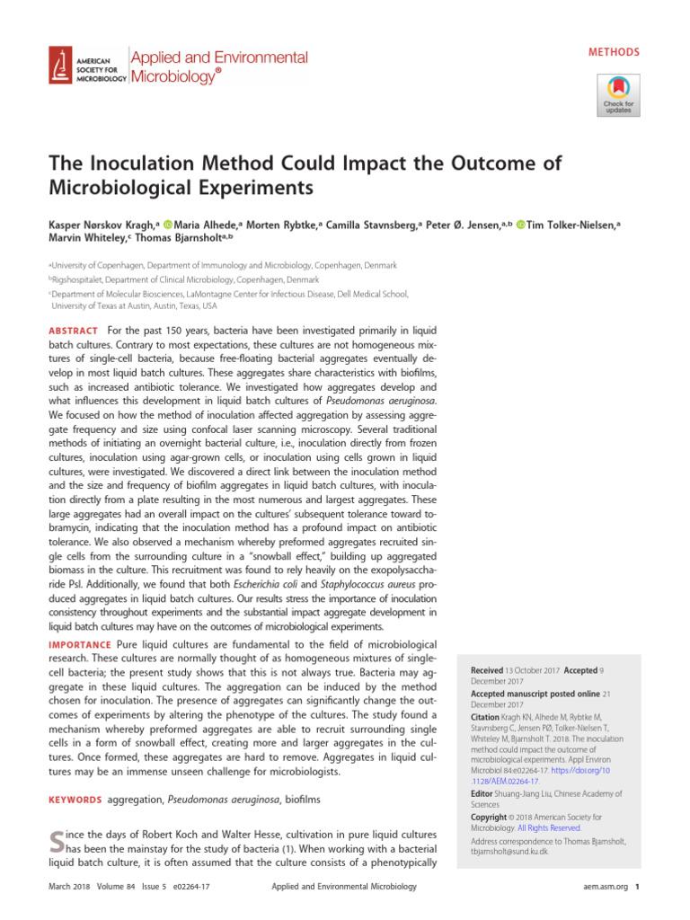 Kragh Et Al The Inoculation Method Could Impact The Outcome of ...