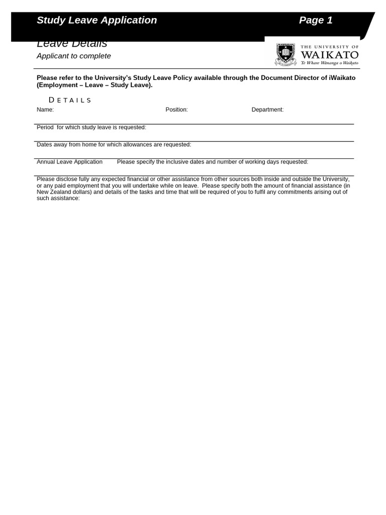Study Leave Application Form Guide | PDF | University | Thesis