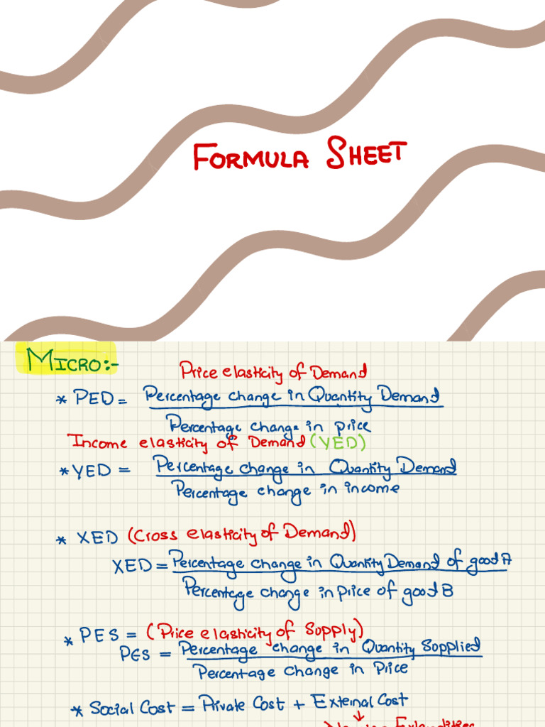 Economic Formula Sheet Overview | PDF
