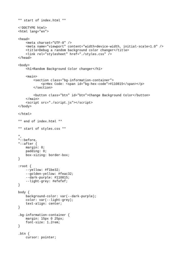Random Background Color Changer | PDF