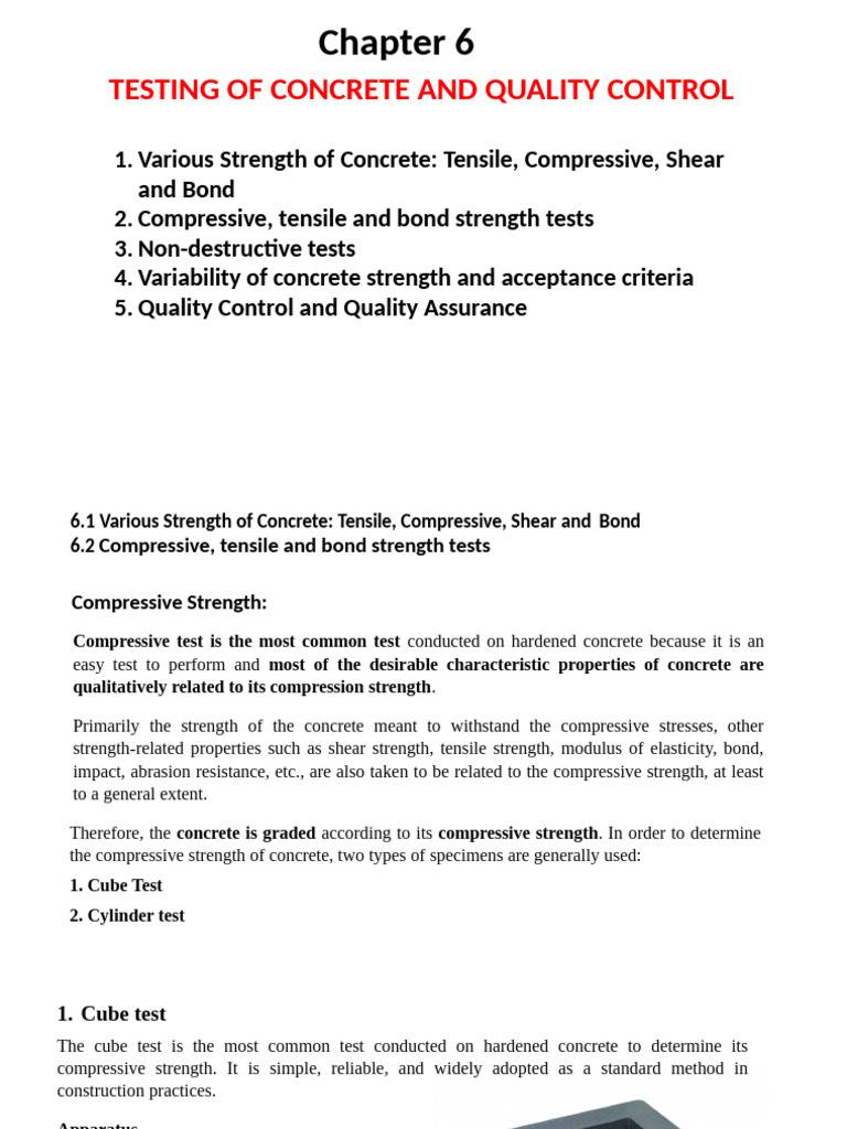 Chapter 6 Testing of Concrete and Quality Control | PDF | Strength Of ...