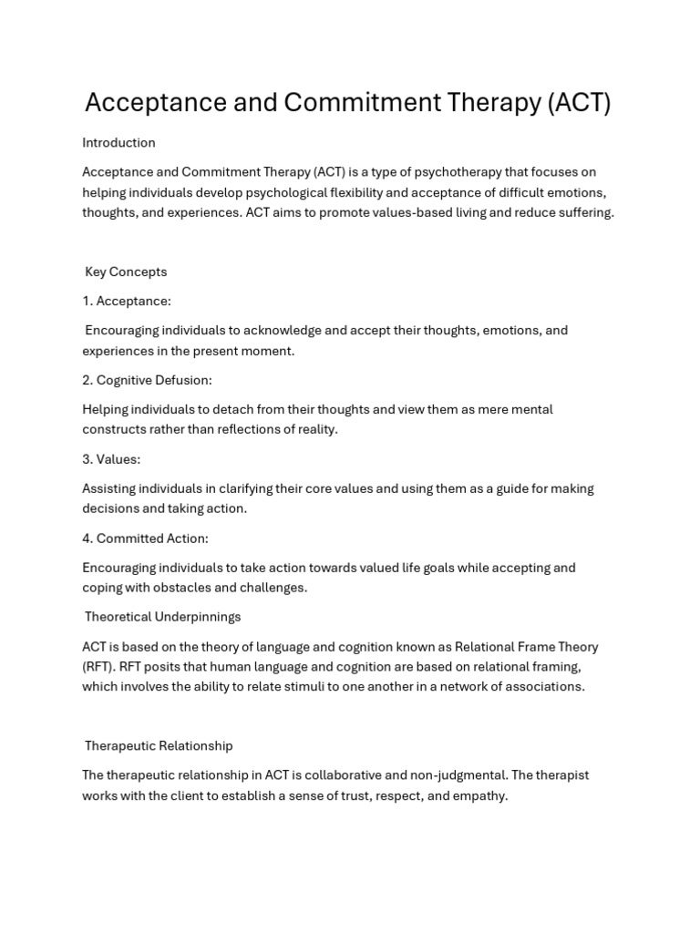 Understanding Acceptance and Commitment Therapy | PDF | Psychotherapy ...