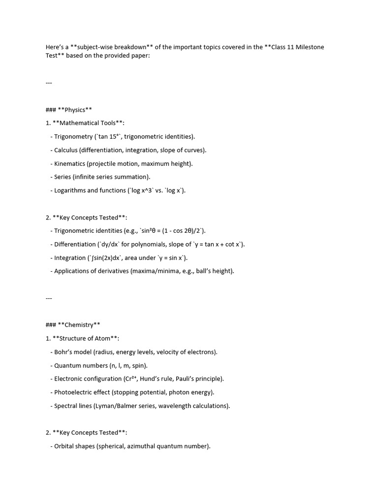 Milestone Test Prep | PDF | Equations | Integral