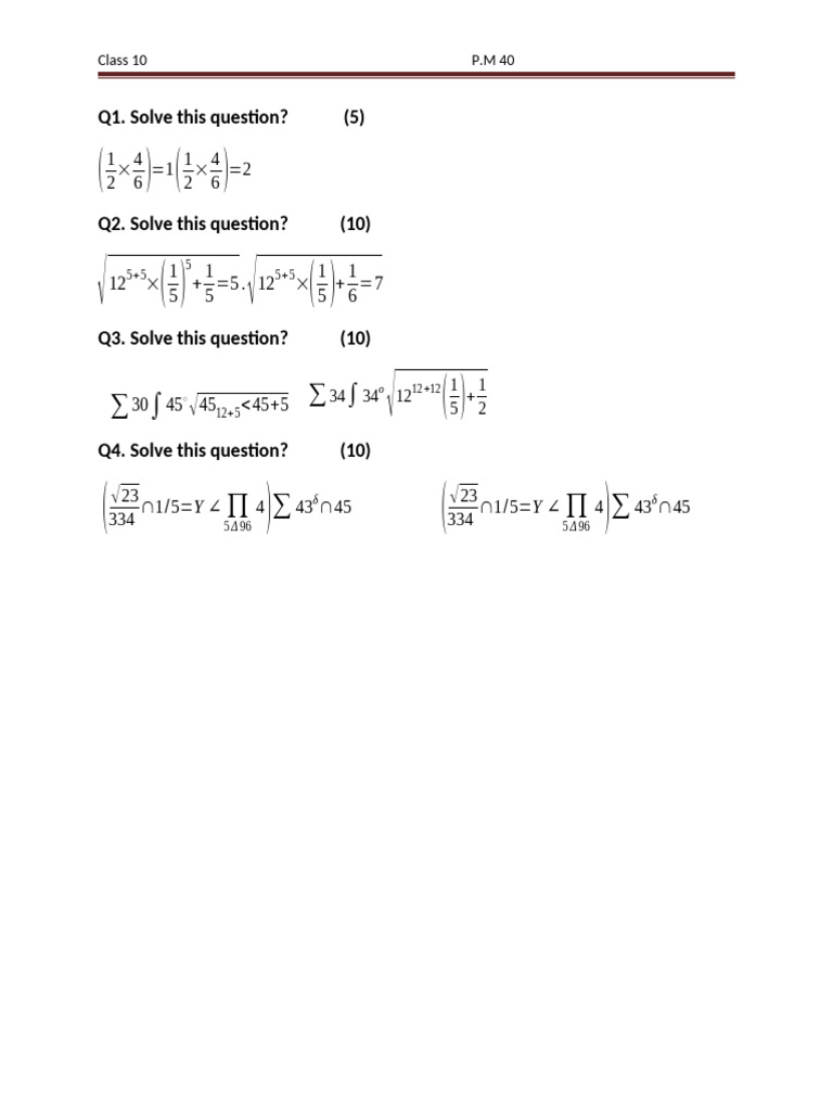 Class 10 Math Problem Solutions | PDF