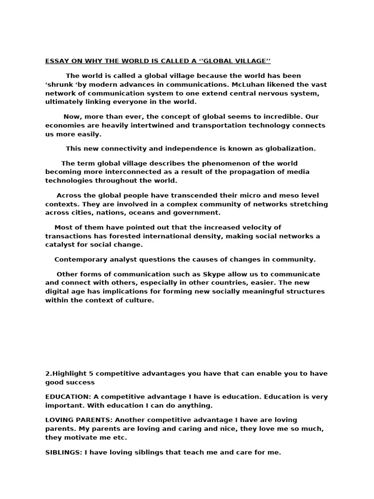 Understanding the Global Village Concept | PDF