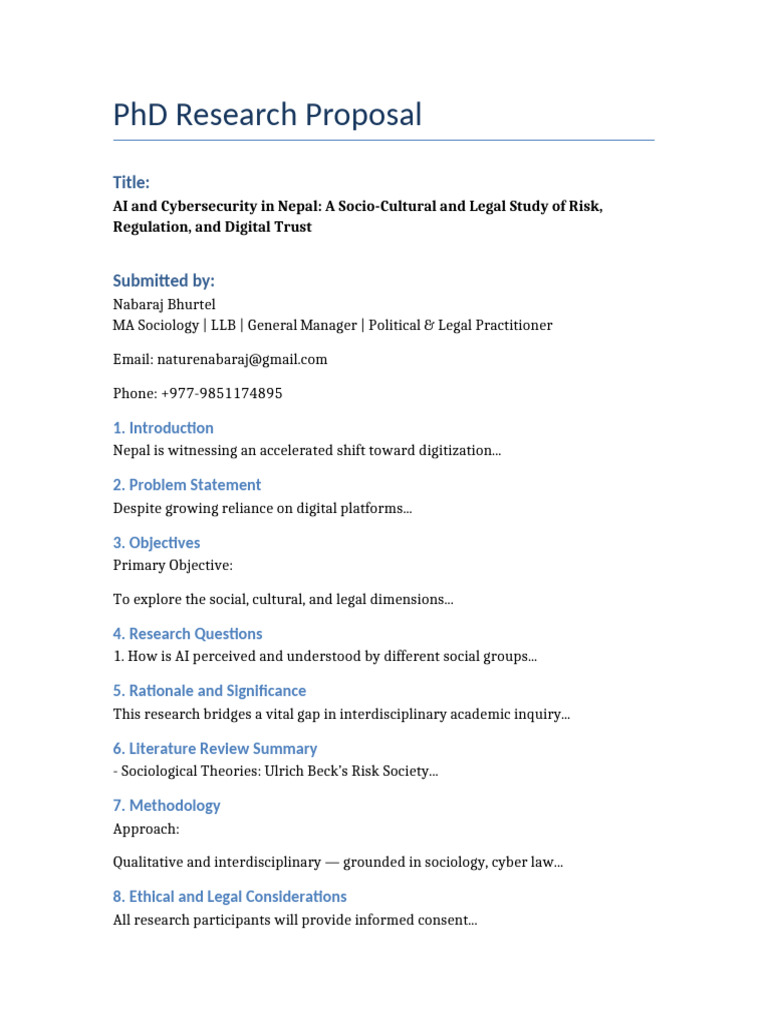 PHD Proposal Nabaraj Bhurtel | PDF