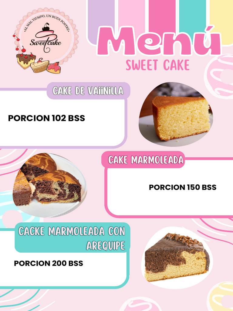 Menu Sweet Cake Justinb | PDF
