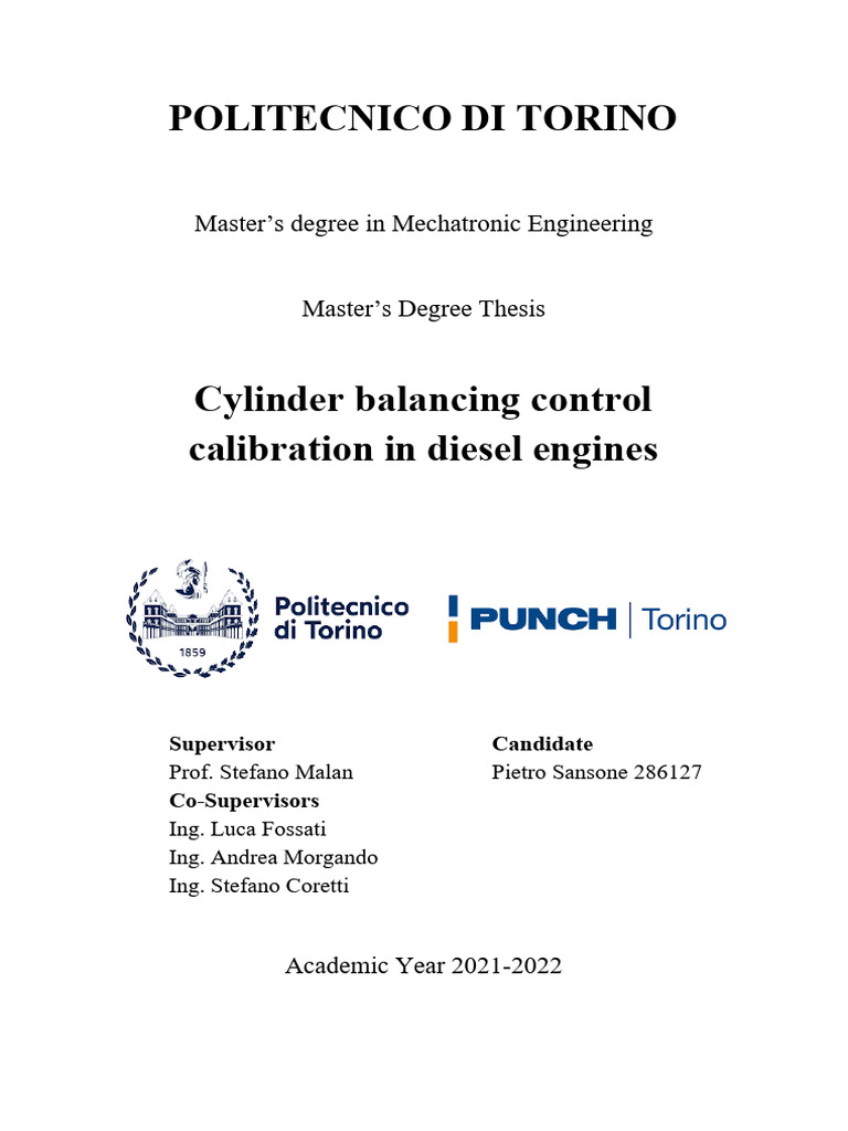 Cylinder Balancing Control in Diesel Engines | PDF | Fuel Injection ...