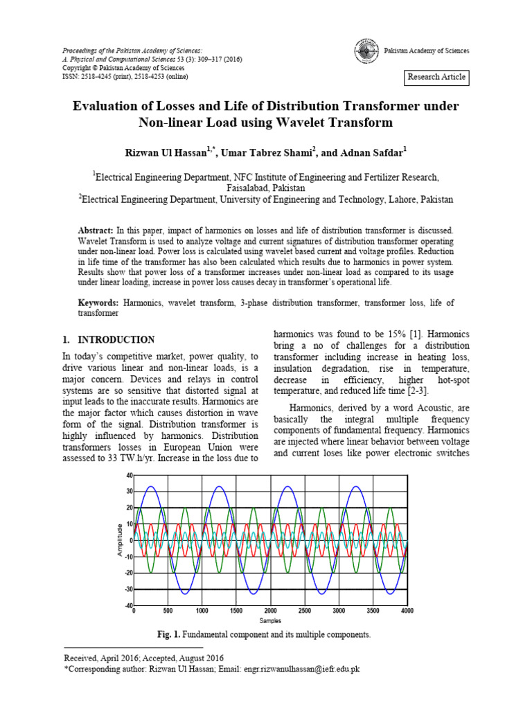 Transformer Losses from Harmonics Analysis | PDF | Wavelet | Transformer