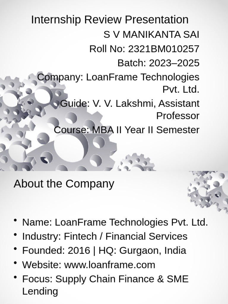 Internship Review Presentation LoanFrame | PDF