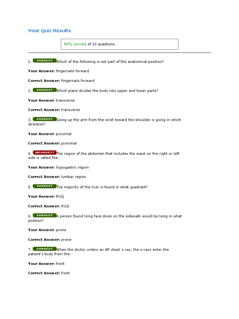 Your Quiz Results Infection Public Health