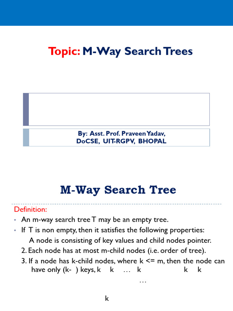 Overview of M-Way Search Trees | PDF | Algorithms And Data Structures