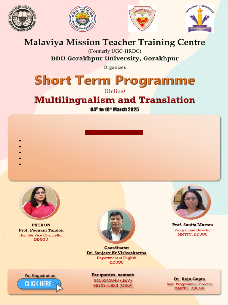 Short Term Course On Multilingualism and Translation | PDF