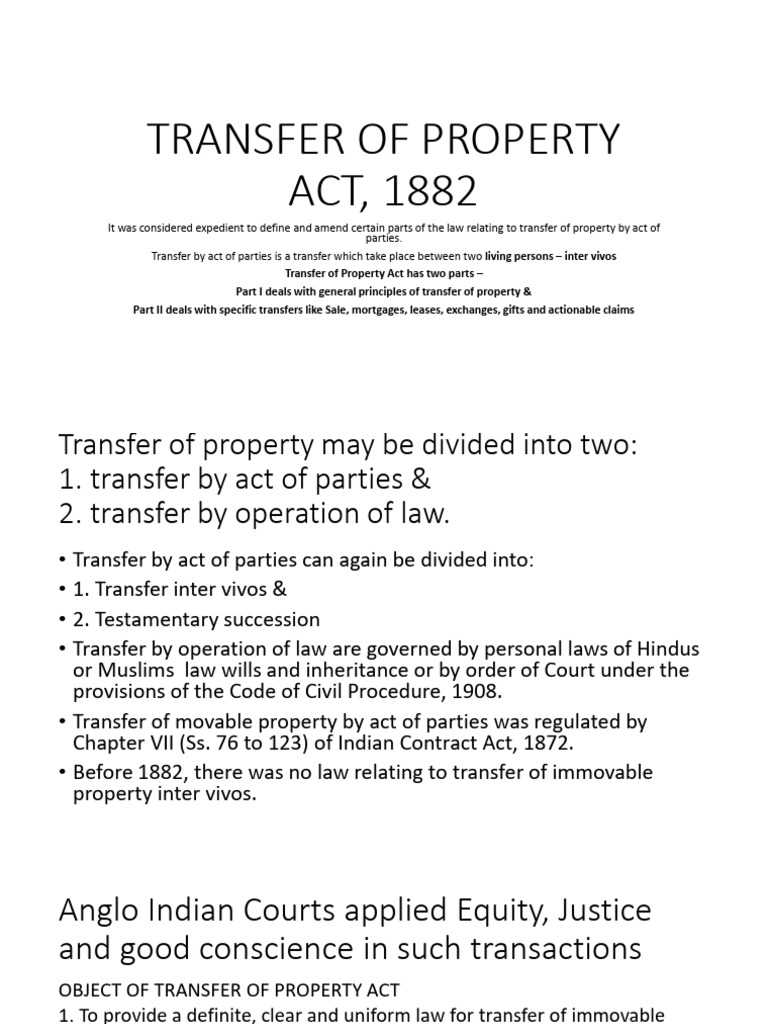 Overview of the Transfer of Property Act | PDF | Mortgage Law | Property
