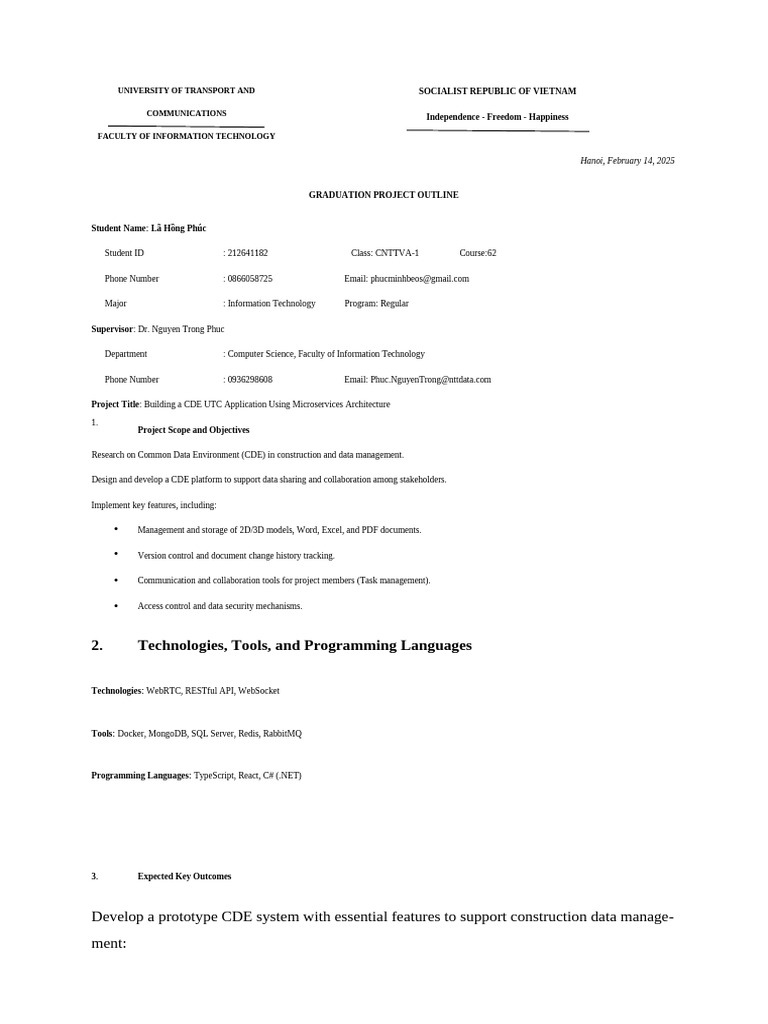 CDE UTC Application Project Outline | PDF | Information Technology ...