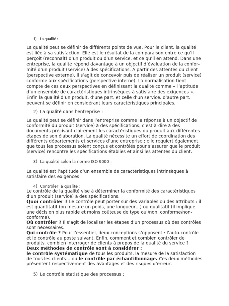Comprendre la qualité et son contrôle | PDF | Management de la qualité