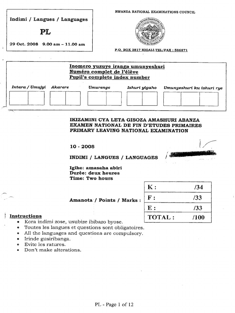 2008 Languages Past Paper | PDF