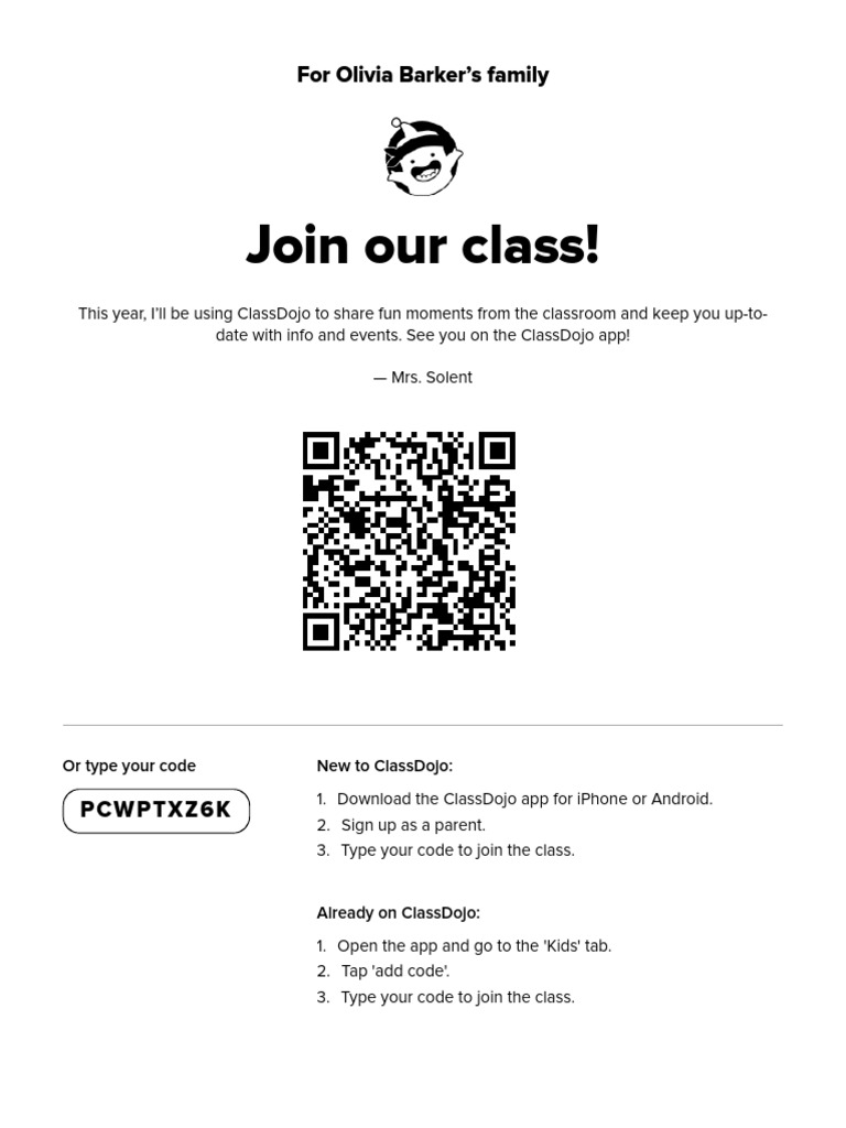 Join Our Class on ClassDojo! | PDF | Android (Operating System) | I Phone