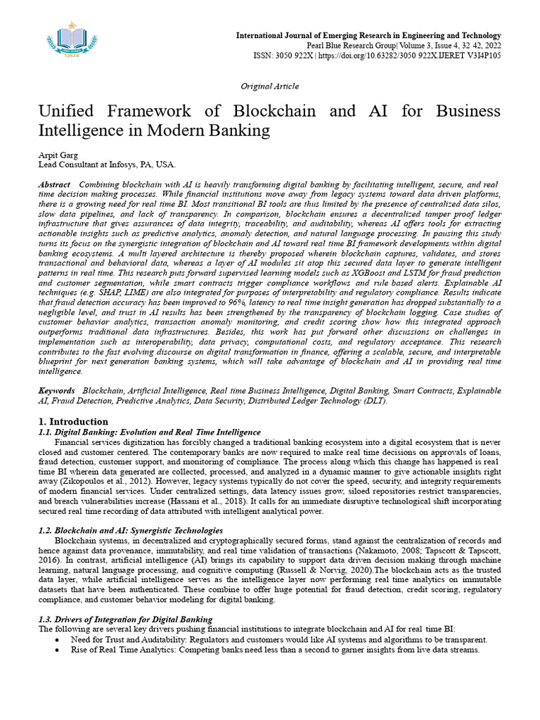 Unified Framework of Blockchain and AI For Business Intelligence in ...