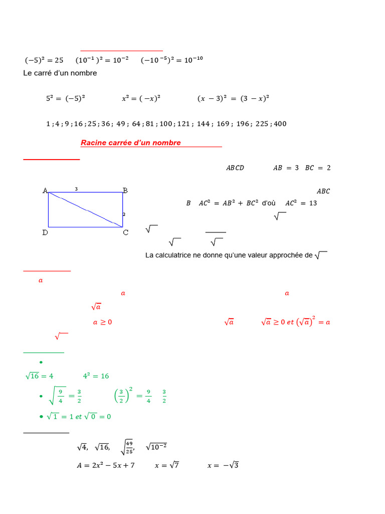 Propriétés des racines carrées | PDF | Racine carrée | Triangle