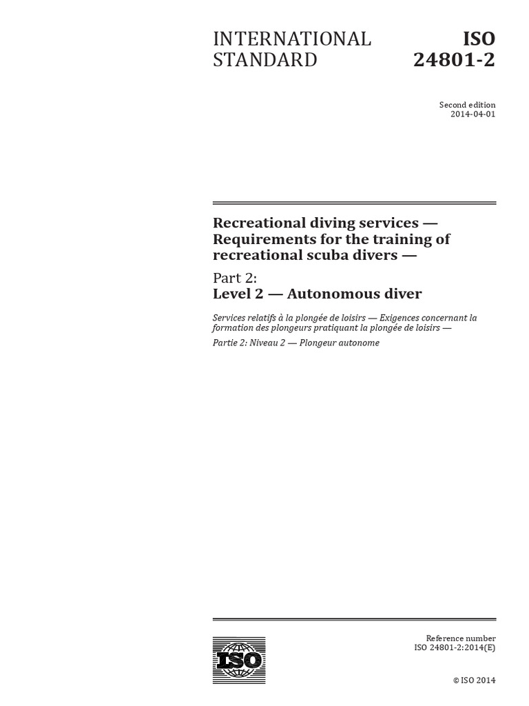 ISO 24801-2: Training for Autonomous Divers | PDF | Scuba Diving ...
