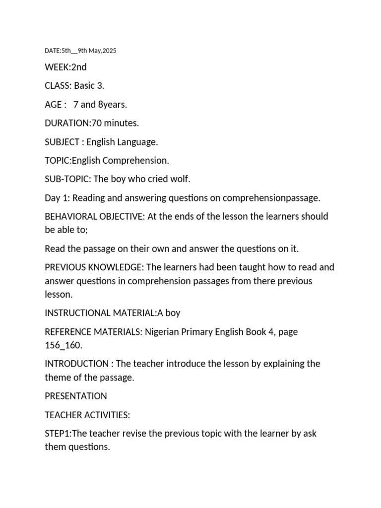 Lesson Plan 2 Basic 3week2 | PDF | Learning | Teachers
