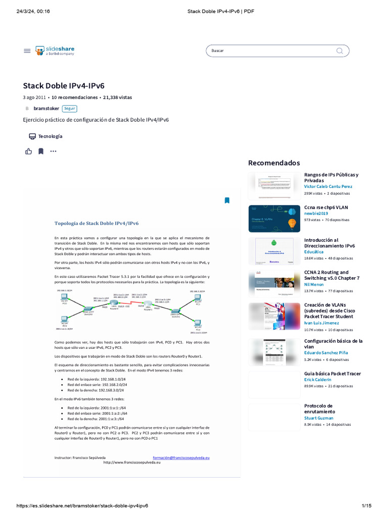 Stack Doble IPv4-IPv6 - PDF | PDF | Yo Pv6 | Enrutador (Computación)