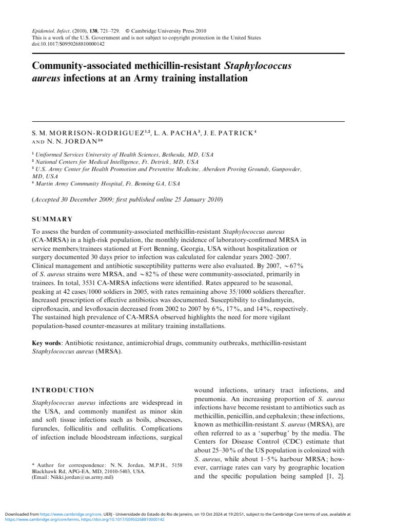 Community Associated Methicillin Resistant Staphylococcus Aureus ...