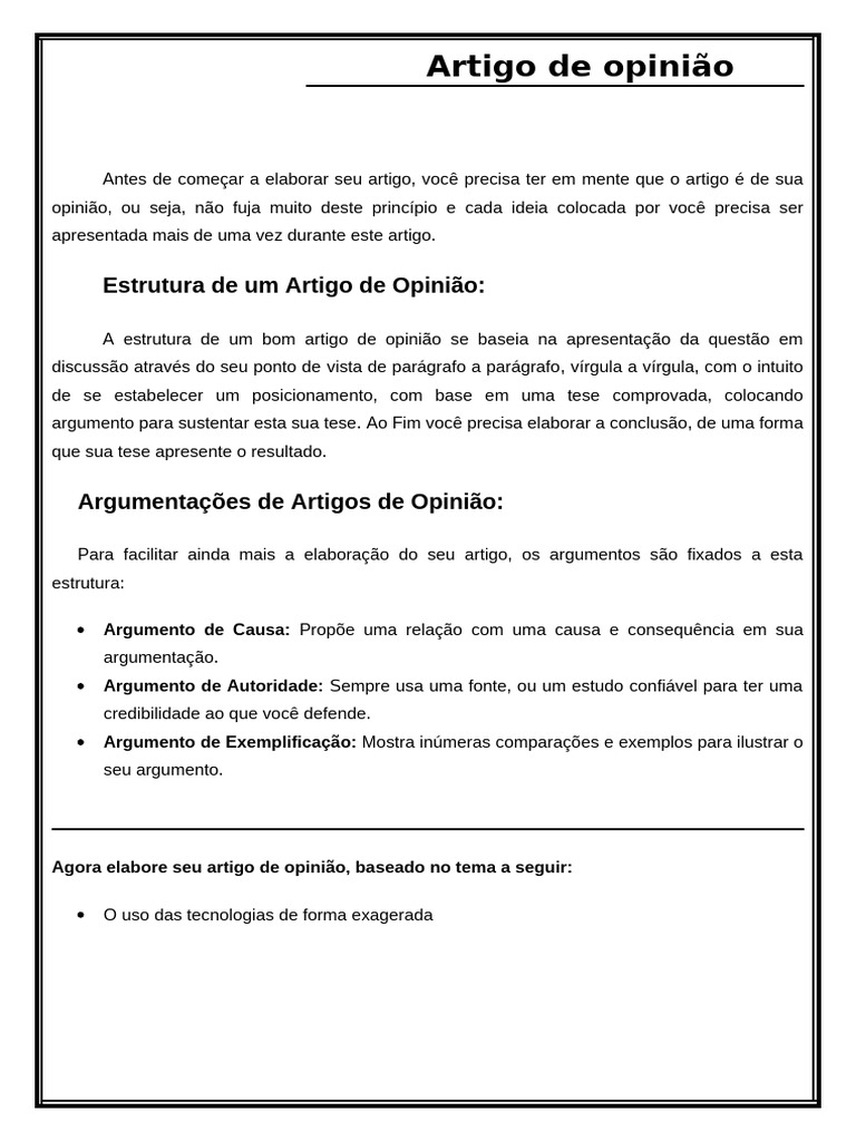 Estrutura para Artigo de Opinião | PDF