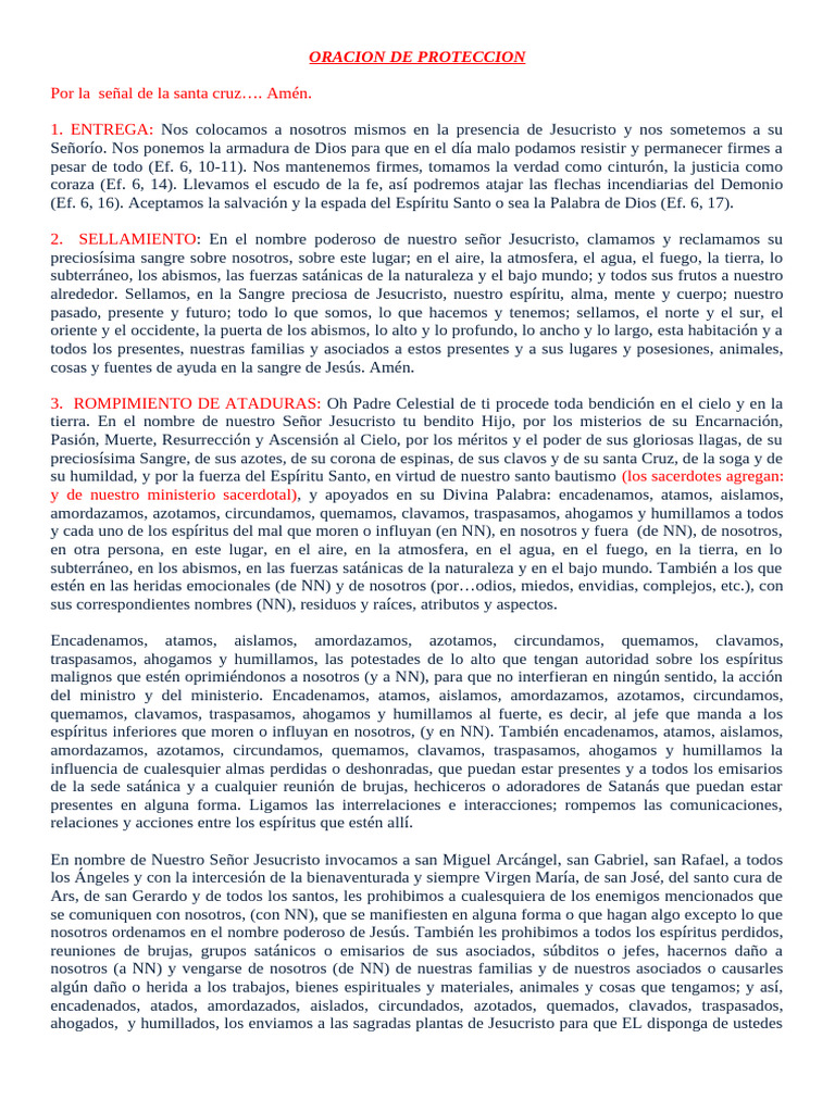 Oración de Protección y Liberación | PDF | Oración | Cristo (título)