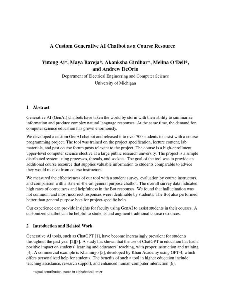 22.A Custom Generative AI Chatbot As A Course Resource | PDF | Computing