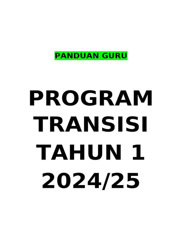 Panduan Transisi Tahun 1 2024/25 | PDF