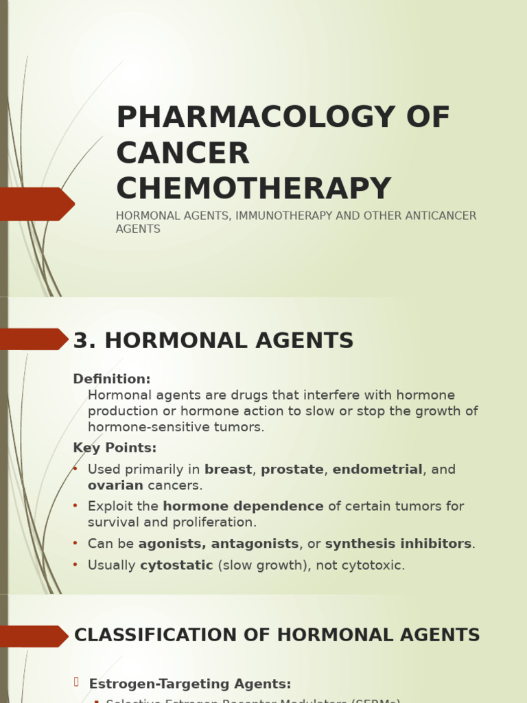 Cancer Chemotherapy and Hormonal Agents | PDF | Endocrine System | Drugs