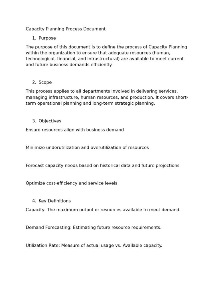 Capacity Planning Process | PDF