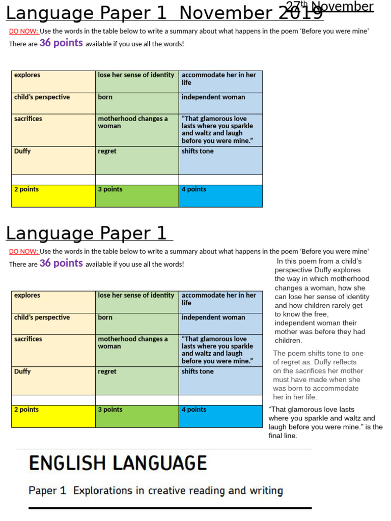 Duffy's Poem: Motherhood and Identity | PDF