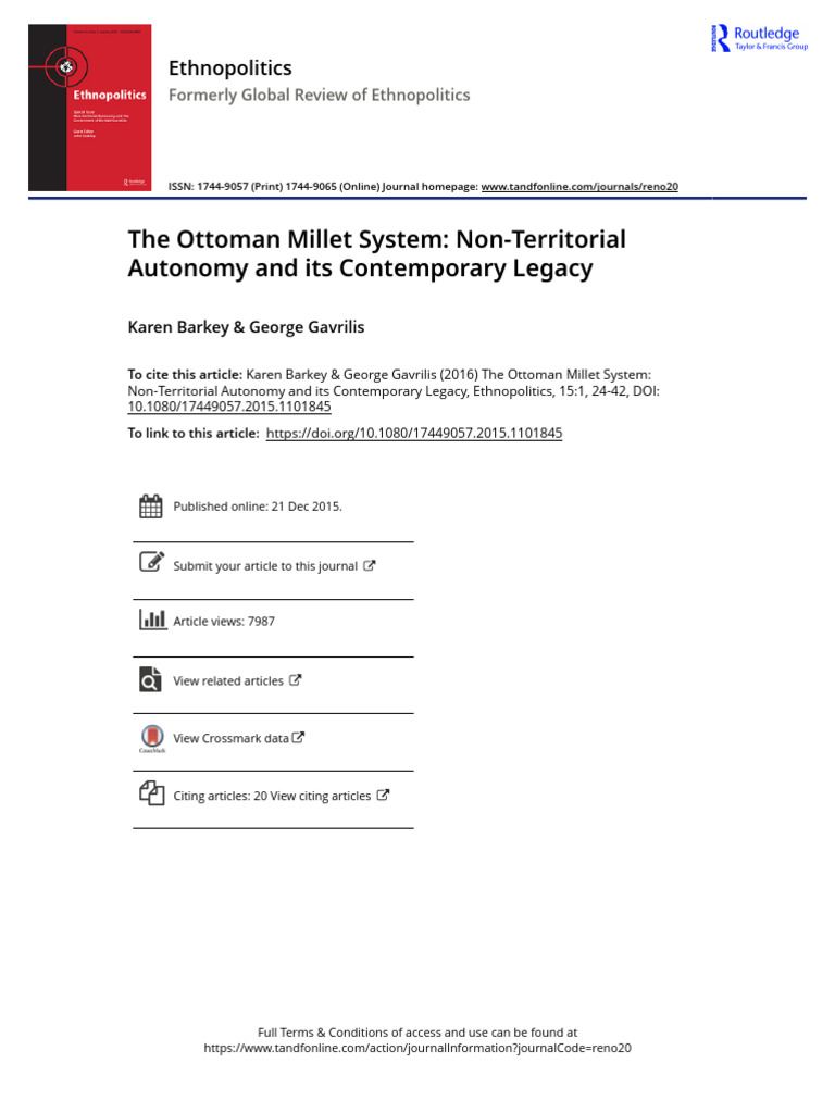 Ottoman Millet System: Autonomy & Legacy | PDF | Ottoman Empire ...