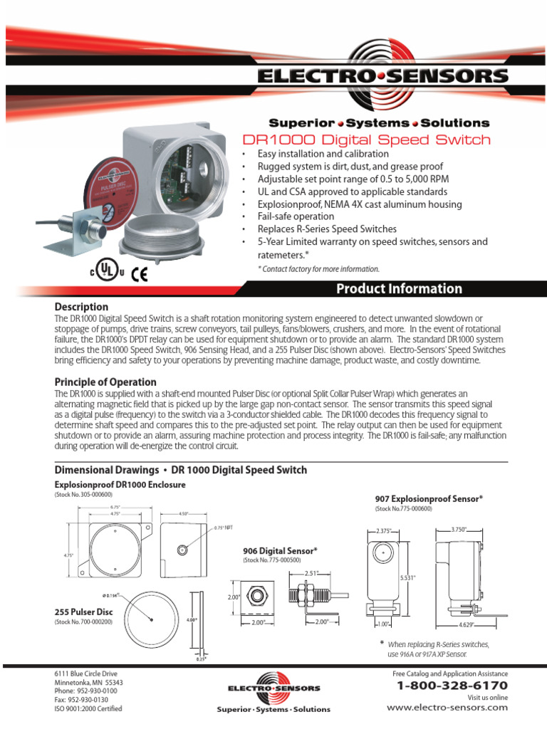 Electro SEnsors-DR1000 ES308 RevK | PDF | Relay | Switch