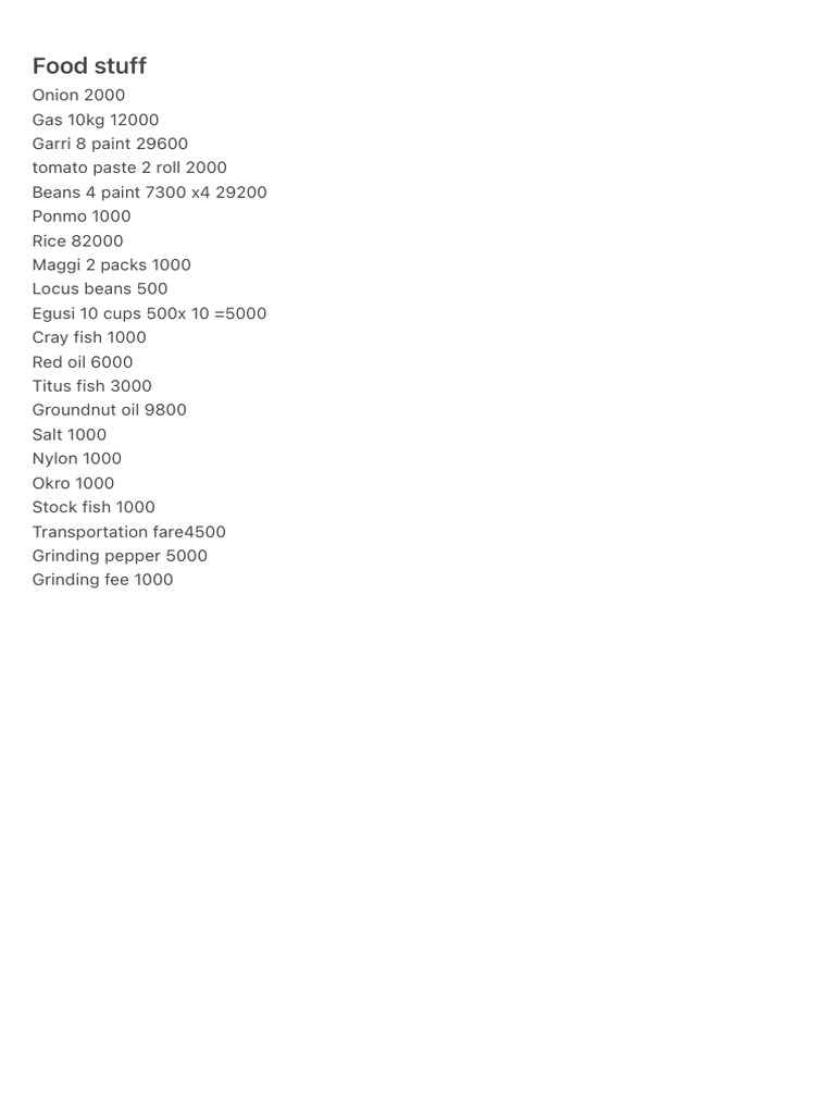 Food Stuff | PDF