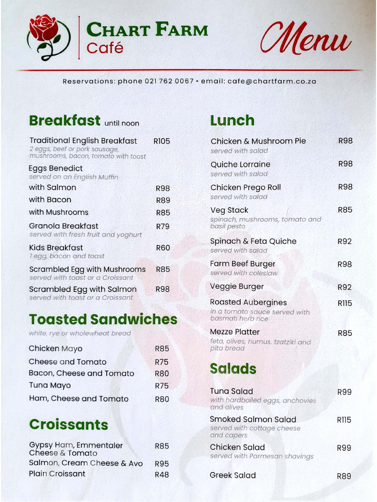 Chart Farm Menu | PDF