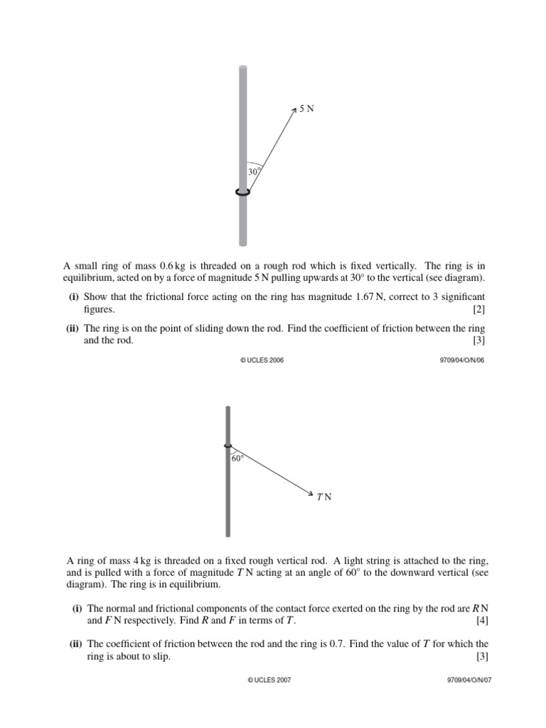 F13 - Limiting Equilibrium With Ring and Vertical Rod - QP | PDF ...