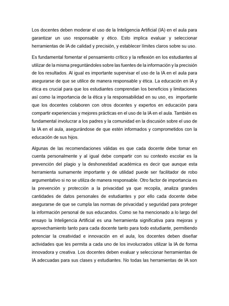 Moderación de IA en el Aula: Ética y Uso Responsable | PDF ...