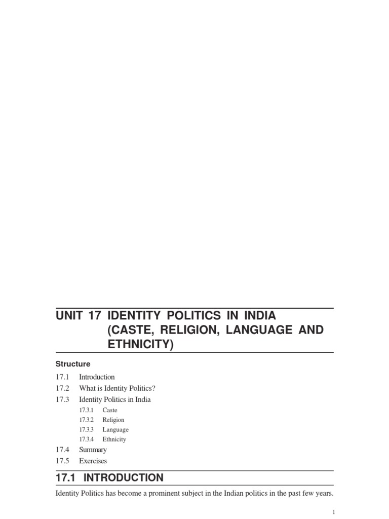 Identity Caste, Religion, Language and Ethnicity | PDF
