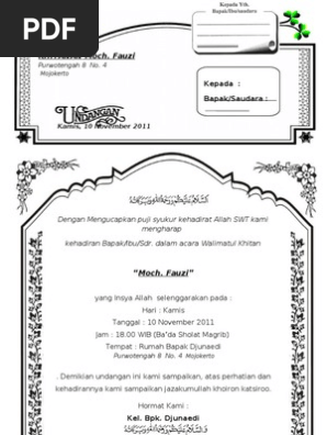 560+ Contoh Undangan Tahlil Khitan Terbaik Gratis