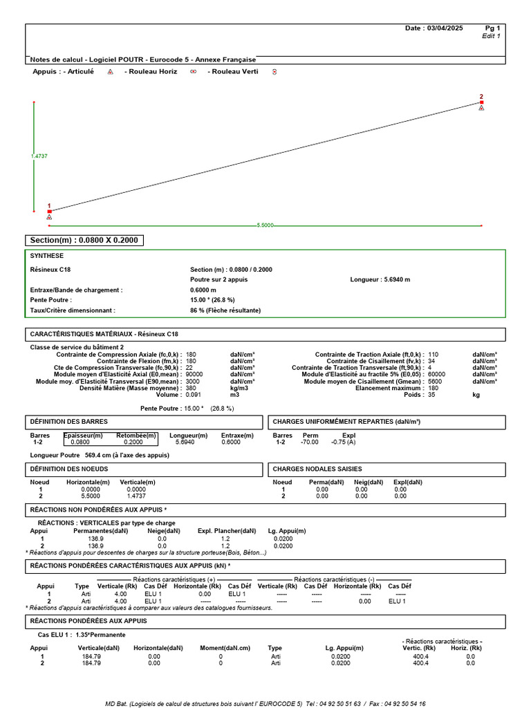 Calculs Poutre Eurocode 5 Résineux C18 | PDF | Résistance des matériaux ...