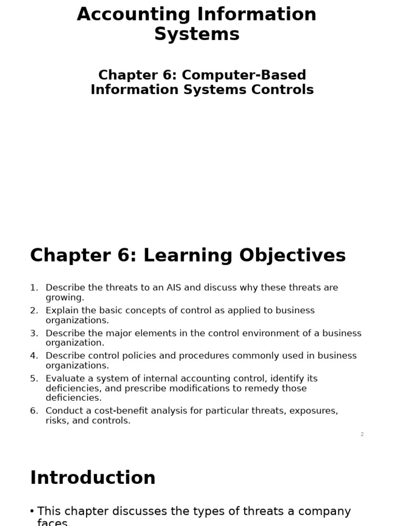 Chapter 6-Computer-Based Information Systems Controls | PDF | Internal ...