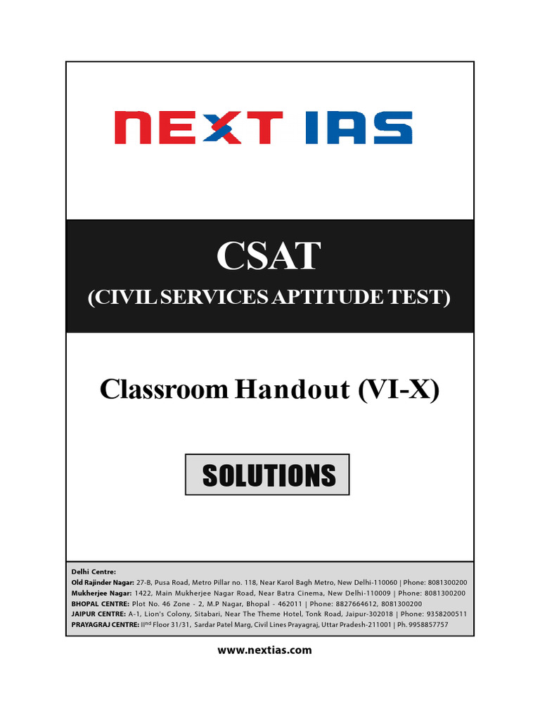 CSAT Solutions for Classes VI-X | PDF